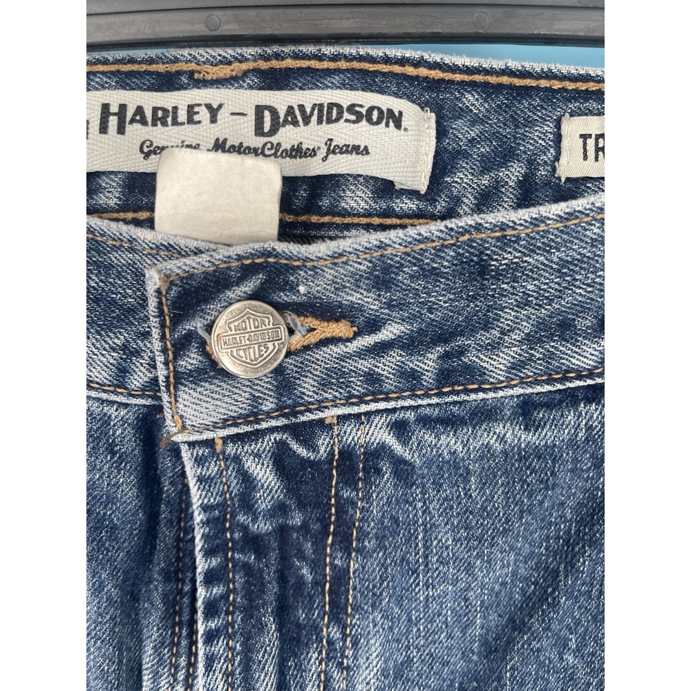 Vintage Harley Davidson Jeans Mens 42x34Riding 100% Cotton Biker Blues Workwear - Picture 5 of 8